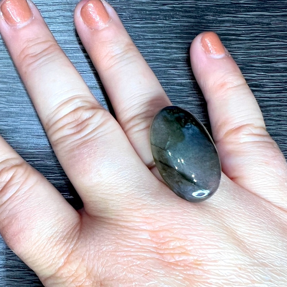 Labradorite Stone Statement Ring